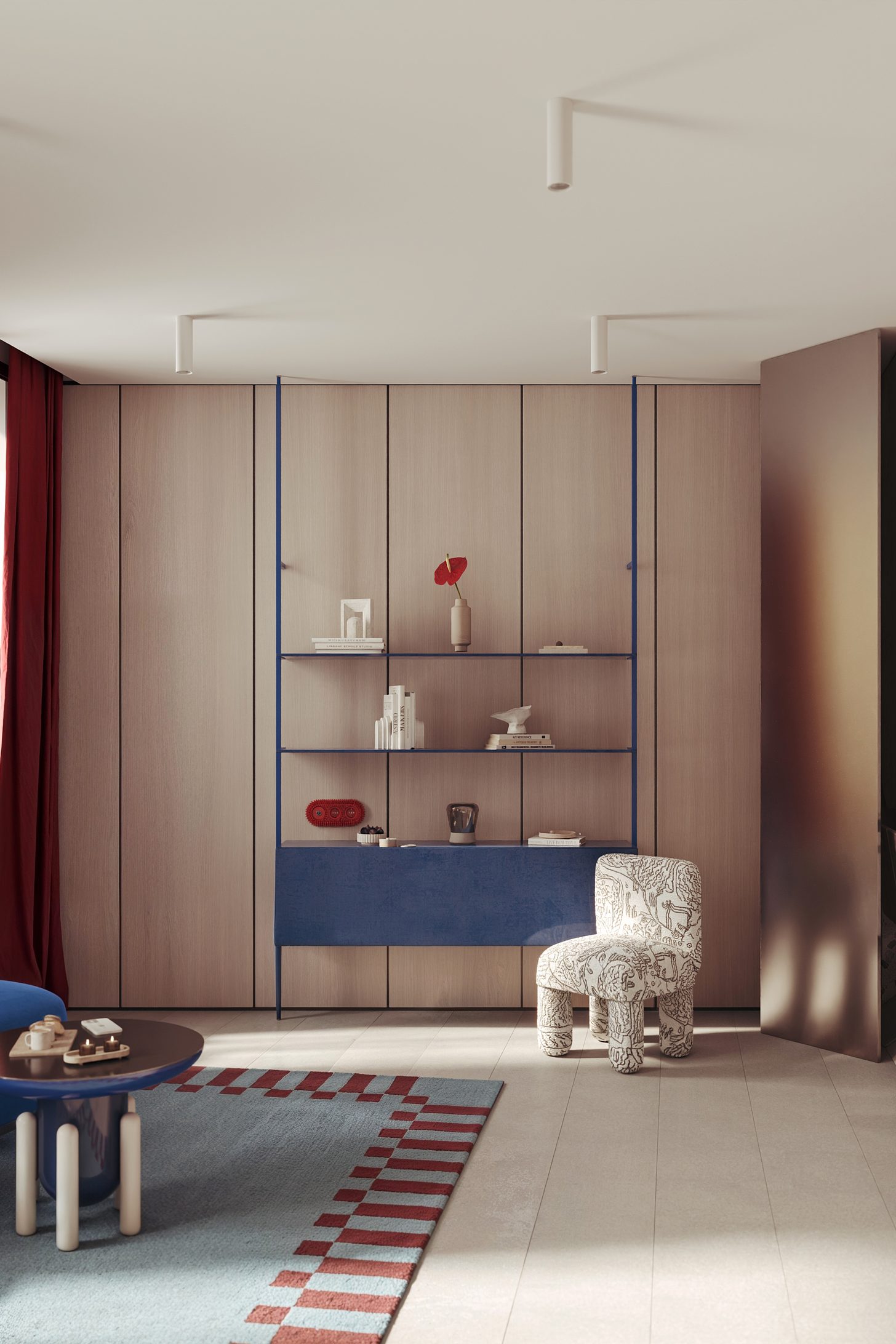 Встроенная стенка со стеллажом и откидной секцией — Coliving Benimamet